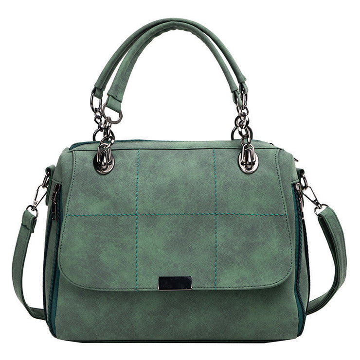 Hamhum Matte Women  Scrub Female Shoulder Bags Large Capacity Matcha Green PU Leather Lady Totes Boston Bag for Travel Hand Bags